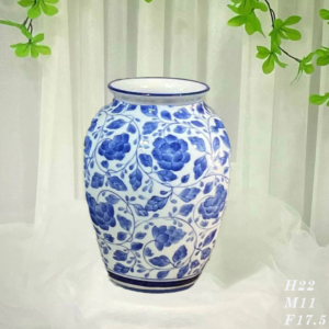 Bình hoa gốm men lam cao cấp - Vò cao