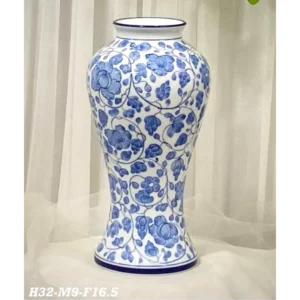 Bình hoa gốm men lam cao cấp - Chân đèn