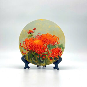 Đĩa sơn mài cao cấp Hoa Cúc Mẫu Đơn