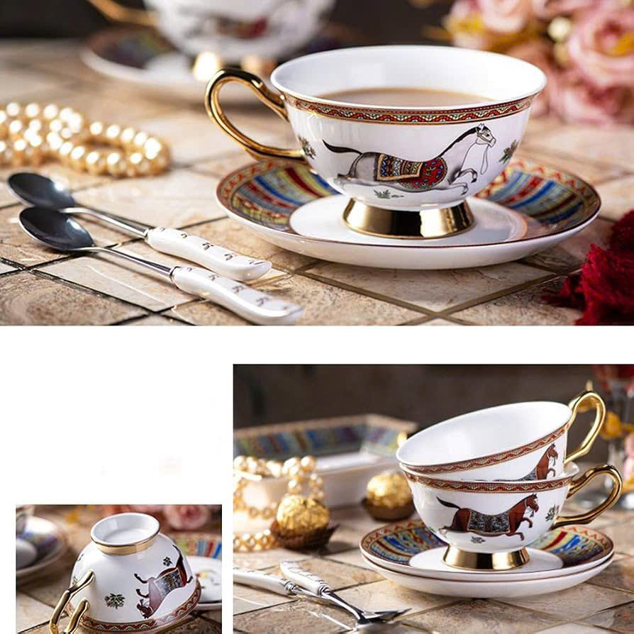Bộ tách trà ngựa sứ xương cao cấp XJTK2686 - Ảnh 4